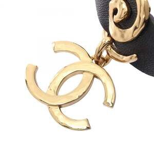 CHANEL Coco Mark Choker Accessory, GP (Gold Plated), Leather, Women's, Gold a...